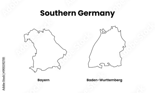 Vector Map of Southem Germany Outline Illustration	