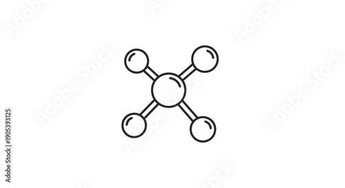 Minimalist representation of a molecular structure in a simple black and white design style