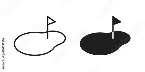 Golf yard icons in simple black style symbol sign for apps and website