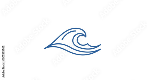 Minimalistic blue wave icon design on a clean white background suitable for various applications