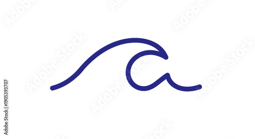 Minimalistic blue wave illustration against a white backdrop for various design applications