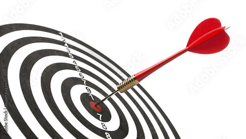 Dart hits the bullseye on a dartboard with precision and accuracy