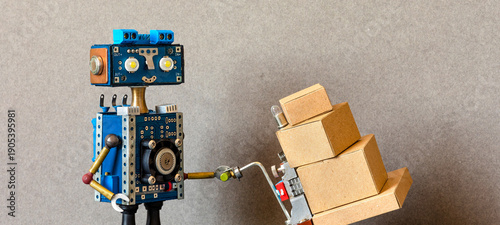 Billede på lærred Delivery service, robotics storekeeper business