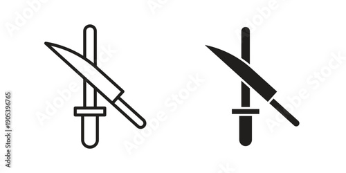 Knife sharpener icons in simple black style symbol sign for apps and website