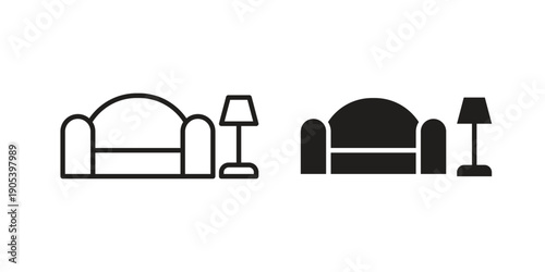Lounge icons in simple black style symbol sign for apps and website