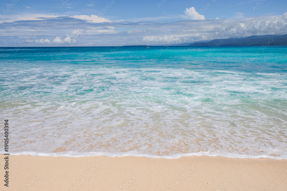 Fototapeta premium Turquoise tropical beach landscape at Labuhan Jukung Beach, Krui, Lampung