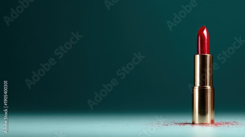 This image showcases a stunning red lipstick, elegantly positioned against a soft background, capturing the essence of beauty, confidence, and luxury in makeup.