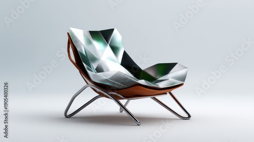 Showcasing a uniquely designed chair with a metallic finish and modern shape, this image emphasizes the fusion of art and functionality in contemporary furniture design.