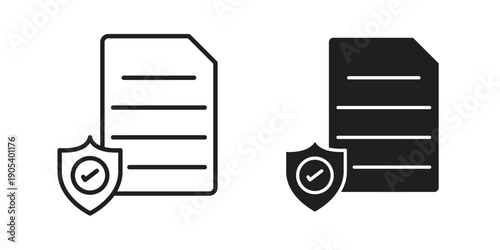 Policy icons in simple black style symbol sign for apps and website
