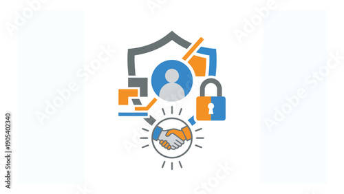 Security Icons Surrounding User Profile Symbol