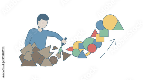 Man Creating Colorful Geometric Shapes