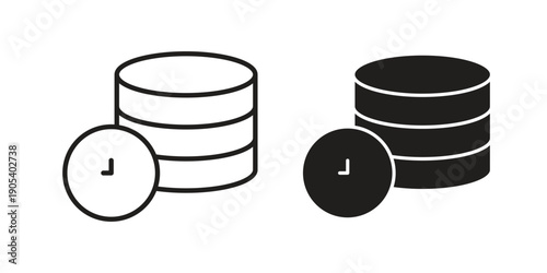 Real time data icons in simple black style symbol sign for apps and website