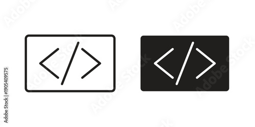 Web Code icons in simple black style symbol sign for apps and website