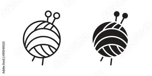 Wool ball icons in simple black style symbol sign for apps and website