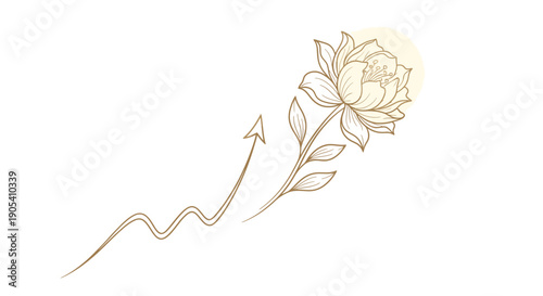 Simple Line Drawing of a Rose Flower.