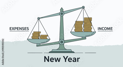 Balance Scale Comparing Expenses and Income.