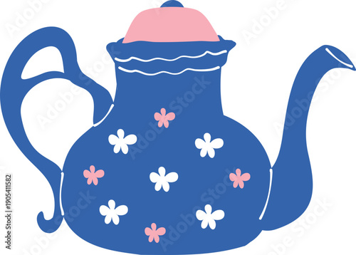 Aesthetic Hand Drawn Floral Teapot Illustration for Tea Time