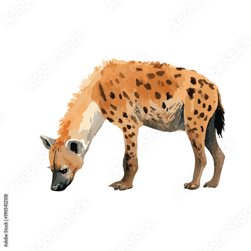 Spotted Hyena Vector Illustration Foraging African Wildlife.