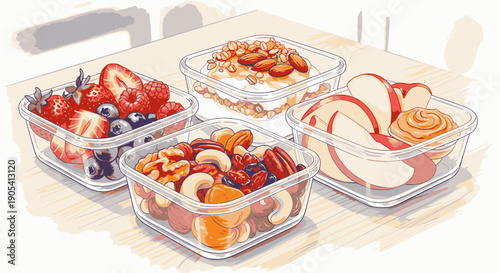 Fresh Fruits in Clear Containers.