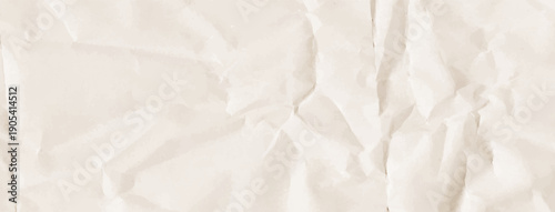 Craft background with crumpled nude paper texture. Tan old kraft effect featuring fold lines. Vector beige bg for memo collage. Wrinkled detail papyrus teture for design. Clean creased backdrop