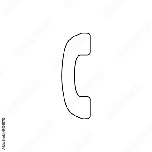black telephone handset outline icon on white background