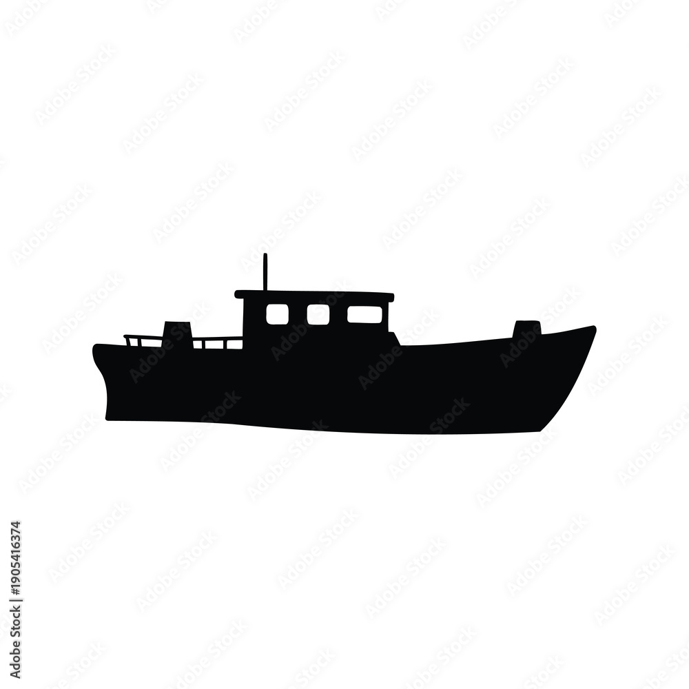 Obraz premium Silhouette of a vintage fishing vessel, a symbol of maritime traditions