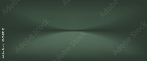 Dark Green studio room background. Empty Room Studio with table. Space for selling products, backdrop, wallpaper, background, text. Gradient table. Vector illustration.