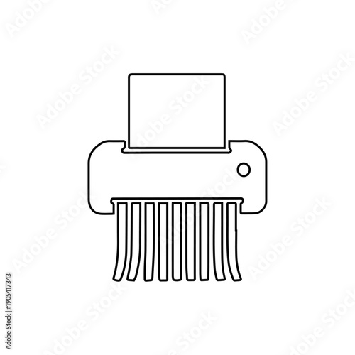 black paper shredder outline icon on white background