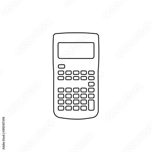 calculator outline electronic math device isolated on white background