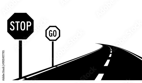 Vector illustration of black and white limousines for prom, wedding, and business travel