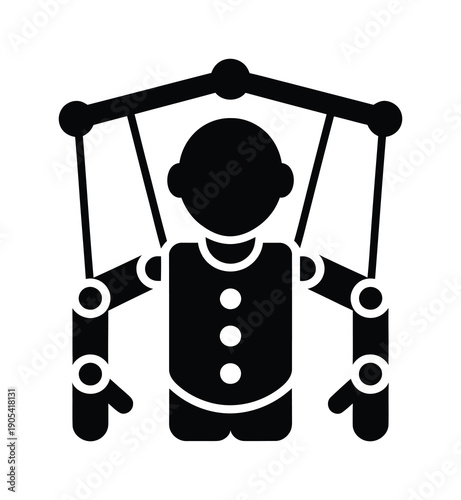 Vector illustration of a puppet controlled by strings