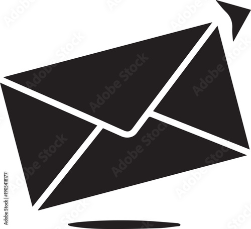 Envelope icon for mail or message delivery service vector silhouette illustration concept