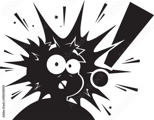 Surprised face cartoon vector illustration lines and stars art graphic