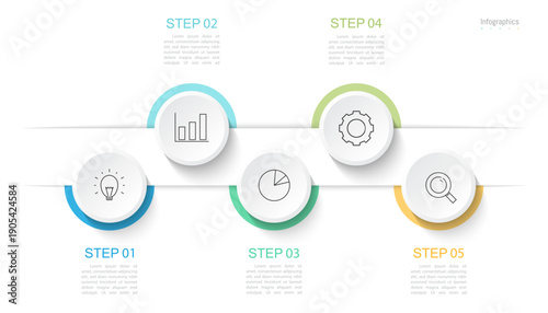 Infographic 5 options design elements for your business data. Vector Illustration.