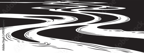 Black and White Abstract Swirling Pattern Background Design Element