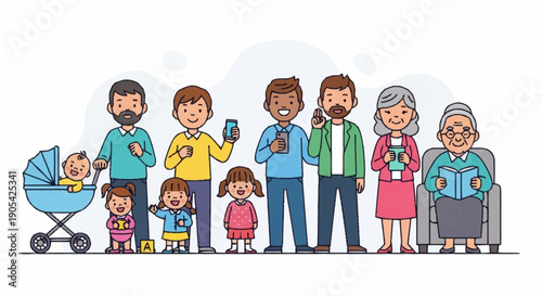 Diverse Multi-Generational Family Standing Together.