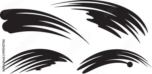 Black Brush Stroke Art Elements for Creative Design Projects