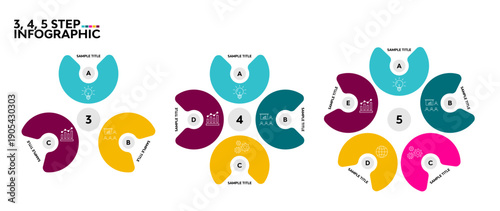 Vector circular infographic set. template for presentation business infographic, 3, 4, 5, options steps parts. venn diagram sets. vector editable eps