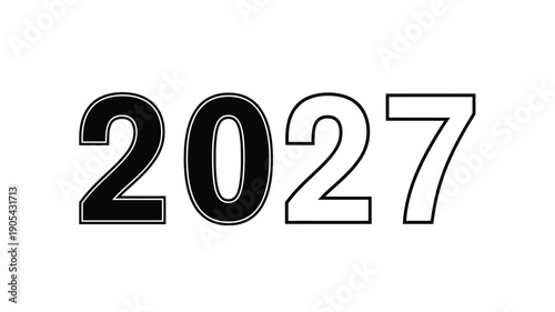 Bold black numbers displaying 2027 in a striking silhouette
