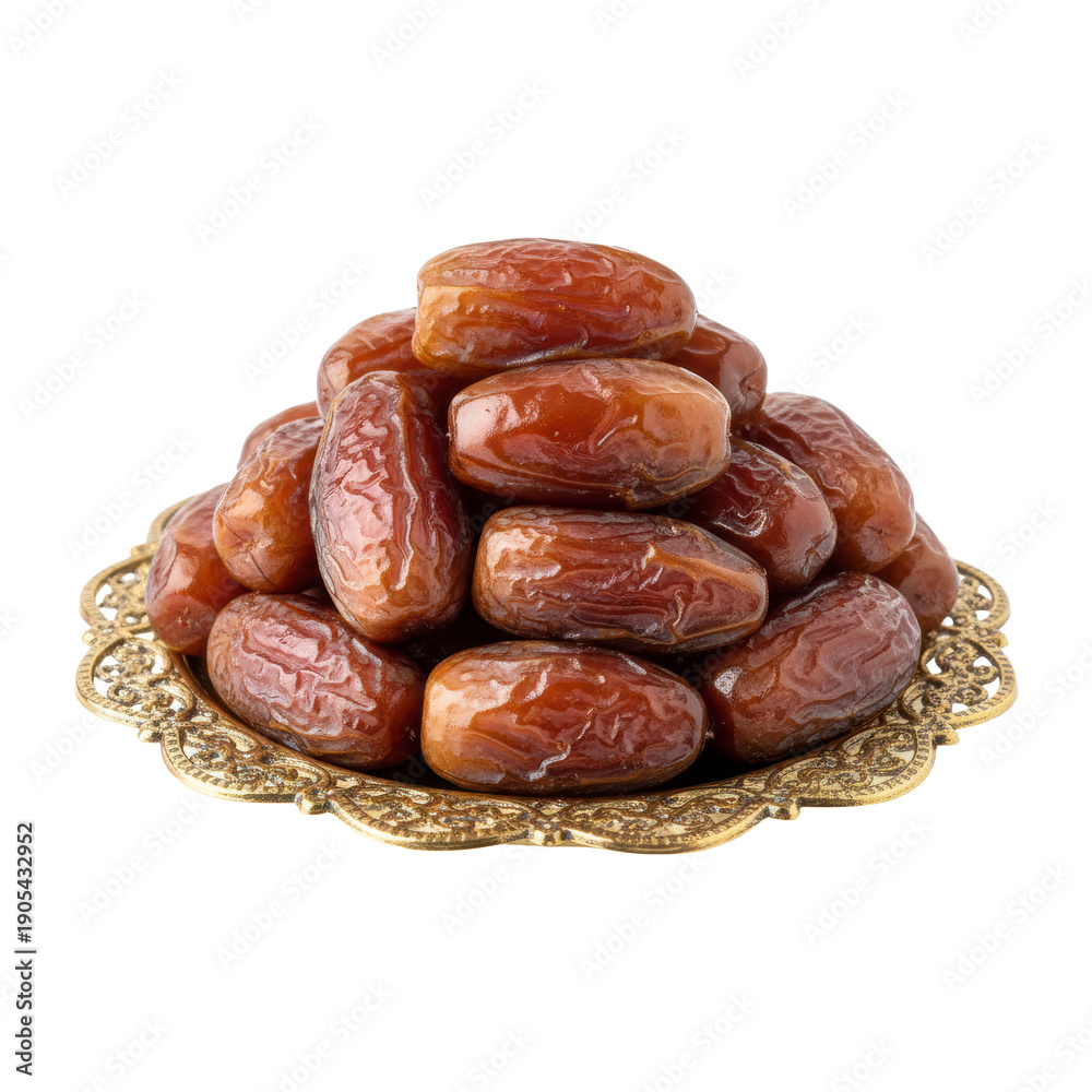 Obraz premium Dates on a Golden Plate