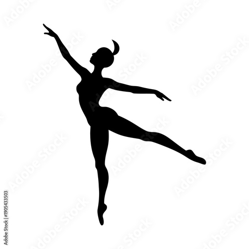 Ballet Jumping Dancer Isolated on White Background.