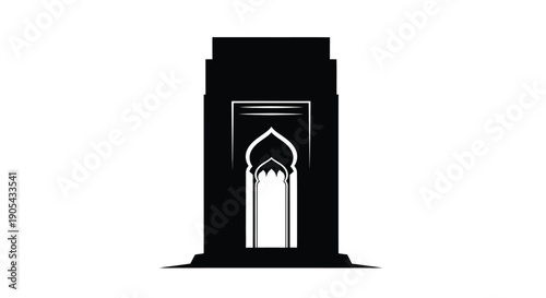 Architectural doorway silhouette with pointed arch in modern minimalist style