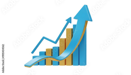 3D business growth arrow with chart, glossy modern style, blue and gold color, isolated, transparent background, high resolution PNG, no text Free Download 3D business growth arrow with chart, glossy modern style, blue and gold color, isolated, transparent background, high resolution PNG, no text - GFXLoad