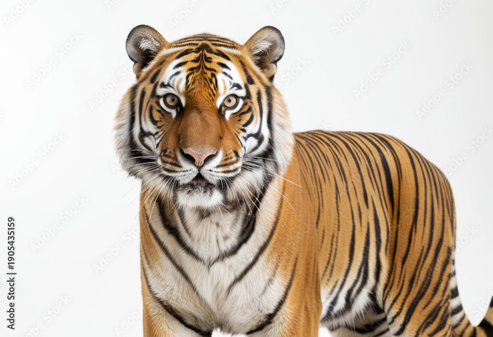 Obraz premium Close-up portrait of Bengal tiger, white background
