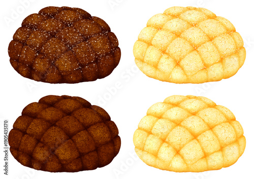 メロンパンとチョコメロンパン　シュガートッピング　ざらめ