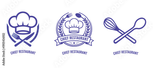 Chief Restaurant Logo Set Vector for Native American Cuisine Food Branding and Menu Design
