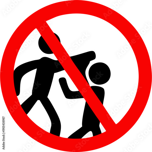 No fighting symbol prohibition sign against violence vector illustration for safety and warning concepts isolated on white Background