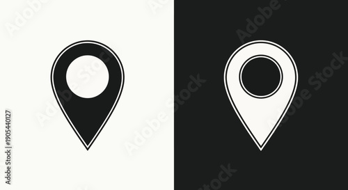 Free Download Two Map Pin Icons Black and White Contrast. - GFXLoad