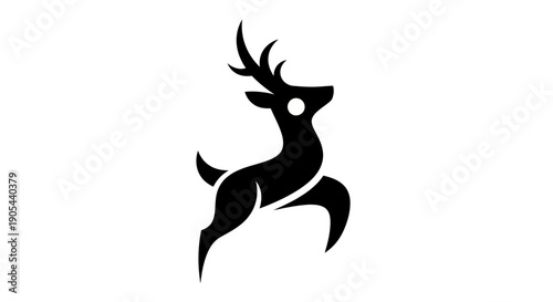 Jumping deer silhouette graphic on white