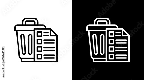 Waste Sorting  White Icon Set Design